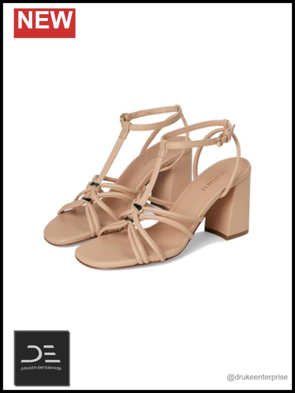 Premium Leather Lace Up Block Heel Sandals Ankle Strap Buckle Open Toe